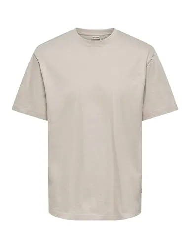 ONLY & SONS Herren Rundhals T-Shirt ONSFRED in silber von ONLY & SONS