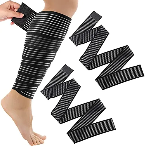 UOCAI 2er Pack Kniebandage, Kniestütze Sport Bandage, Kniebandage Kraftsport, Komprimierte Kniebandage für Arm, Ellbogen, Wade, Hand, Knöchel, Handgelenk, Knie (180cm, 70 Zoll)