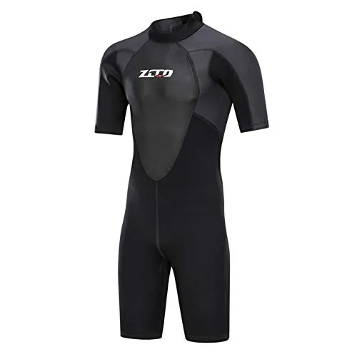 ZCCO Neoprenanzüge Herren 3 mm Premium Neopren, Rückenreißverschluss, kurzärmeliger Taucheranzug für Spearfishing,Surfen,SchnorchelnKanufahren, Taucheranzüge (Schwarz, XS)