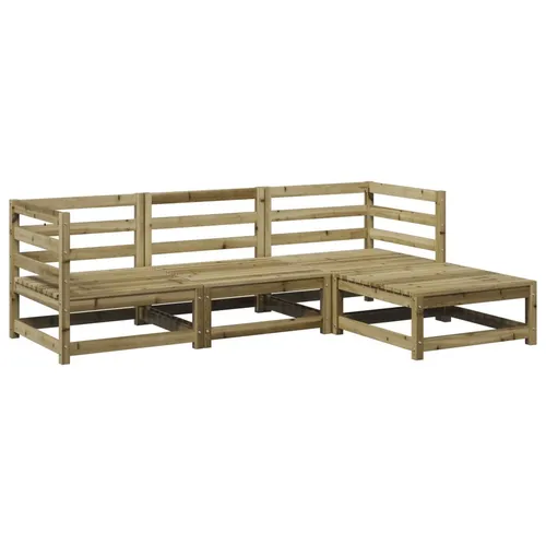 vidaXL 4-tlg. Garten-Sofagarnitur aus imprägniertem Kiefernholz - Braun - Genieße entspannte Stunden im Freien mit dieser robusten Garten-Sofagarnitur aus imprägniertem Kiefernholz. Modular und wetterbeständig, ideal für Garten und Terrasse.