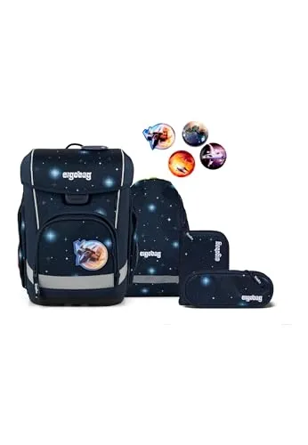 ergobag cubo light Schulranzen-Set 6-teilig - Ergonomischer Schulranzen für Grundschüler, ultraleicht mit nur 860g, bietet hohen Tragekomfort durch Hugging-System und breite Beckenflossen. Inkl. Sportbeutel und Kletties für individuelle Gestaltung.