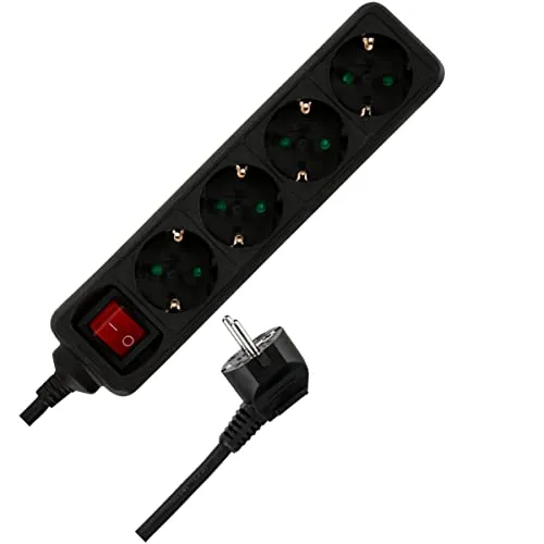 REV Steckdosenleiste 4-Fach, mit Schalter, 1,4m, 3500W, schwarz