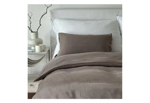 von Herzen Handmade Musselin Bettwäsche – 100% Baumwolle - Bettwäsche aus 100% Bio-Baumwolle, weich und kuschelig, handgenäht in beige – ideal für erholsame Nächte.