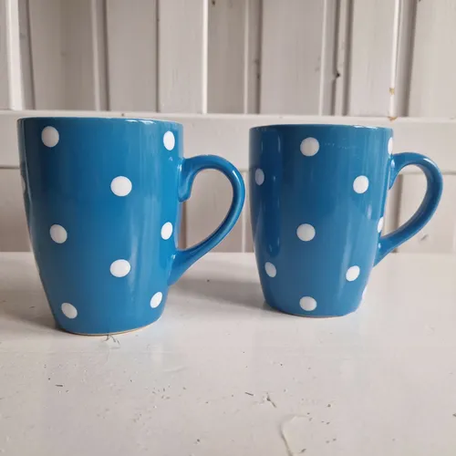 Tassenset Blau 2 er Nostalgie Punkte Kaffeebecher Teebecher 250 ml