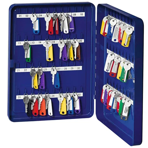 WEDO Schlüsselkasten blau mit 70 Haken und Sicherheitsschloss