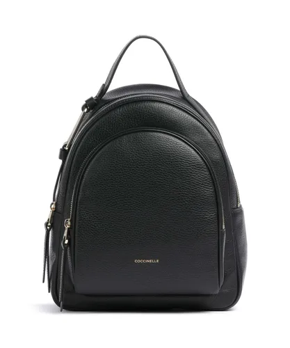COCCINELLE Damen Rucksack Schwarz - Eleganter Rucksack aus 100% Leder mit verstellbaren Schultergurten und praktischen Taschen für stilbewusste Frauen.