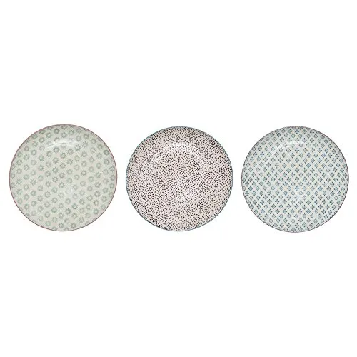 Bloomingville Patrizia Teller 3er Set – 25 cm Keramik Essteller - Hochwertiges Tellerset aus Keramik, spülmaschinenfest und mikrowellensicher. Ideal für stilvolle Tischdekoration mit modernem geometrischem Design.