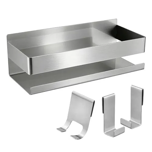 KEBMCHN Duschablage ohne Bohren 23 * 9 * 7.5CM- Selbstklebender Duschkorb, Rostfreies Badezimmerregal, platzsparende Aufbewahrung für Shampoo und Duschgel, Küchenregal ohne Bohren