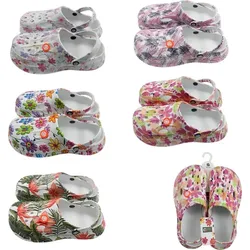 Damen Clogs Blumen » günstige Damenschuhe » Badeschlappen mit Blumenmuster » Sommer Garten Schuhe & Garten Schuhe » Badelatschen mit Riemen un...