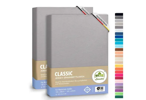 leevitex® Spannbettlaken Spannbettlaken, Mako-Jersey, Gummizug: rundum, (2 Stück), OEKO-TEX® STANDARD 100 zertifiziert