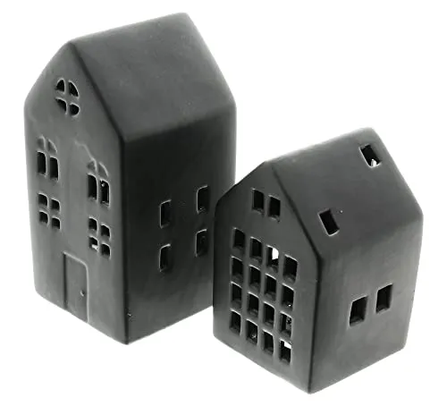 FRANK FLECHTWAREN Dekohaus Black, 2er Set aus Porzellan