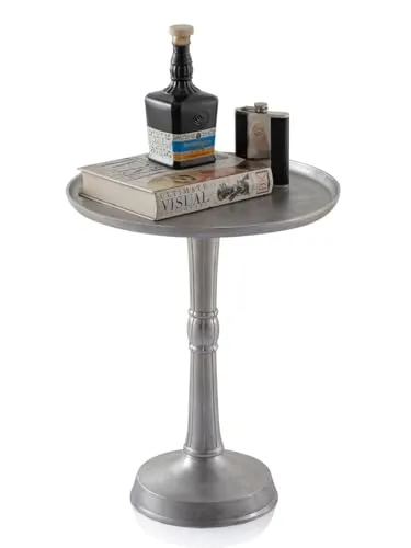 Amagohome Beistelltisch Adlon aus Aluminium, rund ø 44 cm in silber von Amagohome