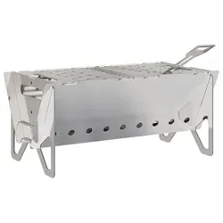 vidaXL Camping Feuerstelle aus Edelstahl 42 x 22 x 18 cm - Moderne Camping Feuerstelle für gesellige Abende im Freien. Kompakt und robust aus Edelstahl, ideal für Picknicks und Grillabende. Mit großzügiger Grillfläche und optimaler Luftzirkulation für effizientes Brennen.