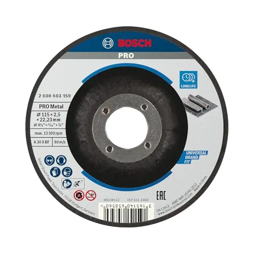 Bosch 1x PRO Metal Longlife Trennscheibe für kleine Winkelschleifer und 22,23‑mm-Bohrung (für Stahl, Ø 115 mm, Professional Zubehör Kleiner Winkelschleifer)