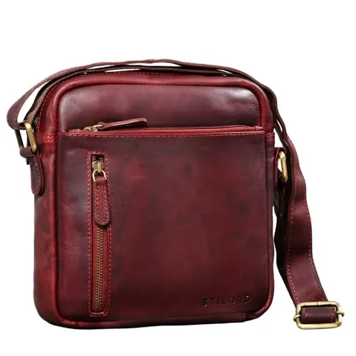 STILORD 'Hawk' Klein Vintage Herrentasche aus Leder - Herren-Schultertasche aus echtem Rindsleder, kompaktes Raumwunder mit fünf Fächern für 9.7 Zoll iPad und DIN A5 Dokumente – stilvoll und praktisch für den modernen Mann.