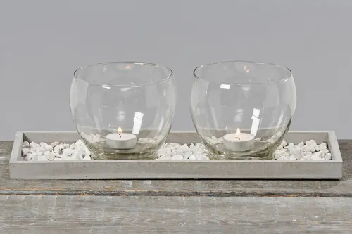 Windlicht Set 4tg Landhaus Windlichtset Holztablett Tablett Kerzen Glas