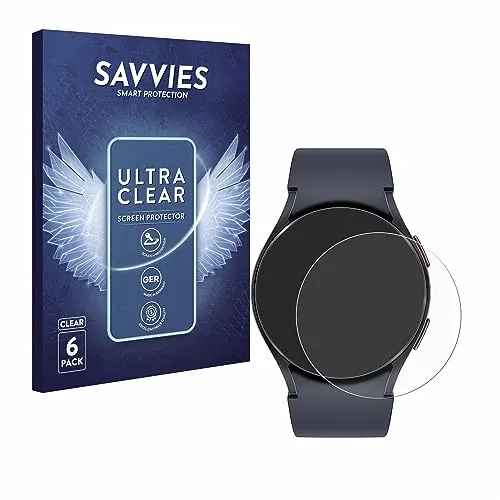 Savvies 6 Stück Schutzfolie für Samsung Galaxy Watch 6/5 (44 mm) Displayschutz-Folie Ultra-Transparent