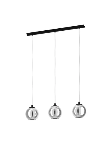 Pendelleuchte 3-flammig schwarz/transparent - Moderne 3-flammige Pendelleuchte in Schwarz und Transparent, ideal für stilvolle Beleuchtung in Wohnräumen und Essbereichen.