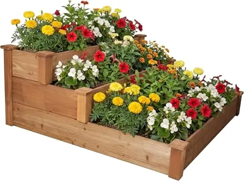 needs&wants® Großes Hochbeet Stufenbeet 3-stufig aus Holz für Garten Terrasse - Entdecke das 