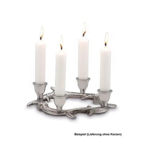 Adventskranz Kerzenleuchter Geweih Silber Ø20cm Aluminium Kranzform 4-flammiger