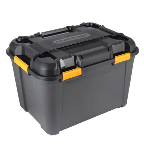 Kreher® Lagerbox Bunker Tough 160L - Robuste Aufbewahrungsbox mit IP67 Schutz - Aufbewahrungsbehälter mit Deckel, extrem robust und wasserdicht (IP67) - ideal für Werkstatt, Camping und feuchte Räume. Hergestellt aus 90% recyceltem Kunststoff.