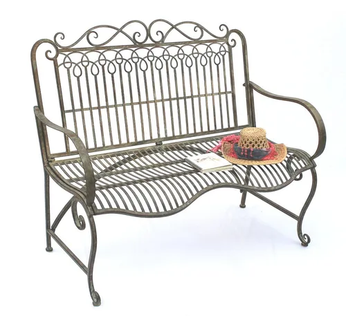 DanDiBo Gartenbank Metall Wetterfest Patina Grün 110 cm - Elegante 2-Sitzer Sitzbank - Sitzbänke mit nostalgischem Design, wetterfest und ideal für Garten oder Terrasse. Genießen Sie stilvolle Entspannung auf dieser bequemen Bank in Antikgrün.