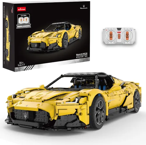 Rastar 93500 Technik Sportwagen Bausatz für Maserati MC20 - App- & ferngesteuerte Autos, 3457 Teile für ein detailliertes Bauspiel mit Motoren und LED-Lichtern – ideal für Technik- und Autofans.