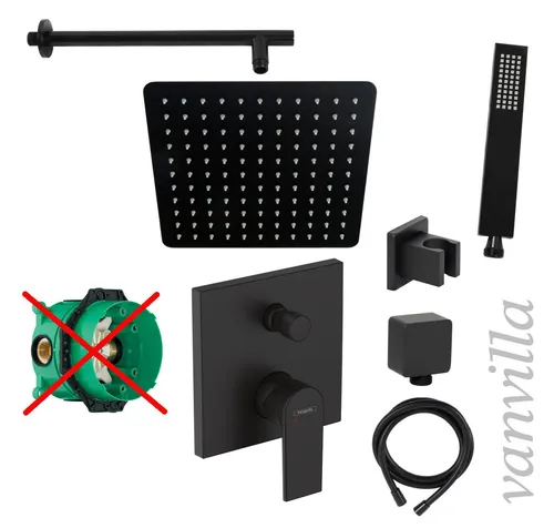 vanvilla Duschset Regendusche Armatur Hansgrohe HGS87ob schwarz matt Unterputz