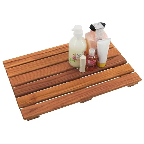 VaeFae Teak Duschmatte rutschfeste Badematte Luxus Spa Matte Holzmatte für Badewanne 33 x 50.8 cm
