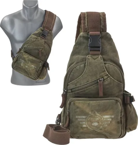 Greenburry Aviator Crossbody Bag - Herren Umhängetasche aus robustem Canvas, im Vintage-Stil, ideal für den Alltag und unterwegs. Maße: 23x35cm, mit praktischem Reißverschluss.