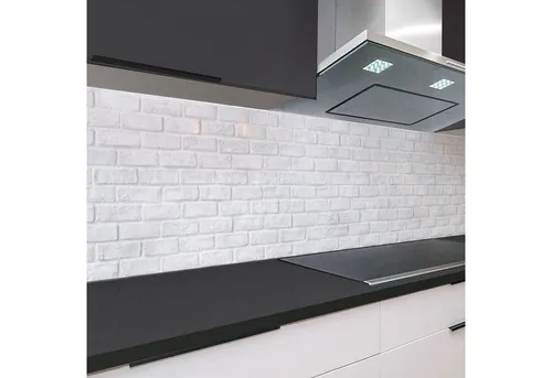Rodnik Küchenrückwand Monolith in Deluxe Qualität – Ziegelwand hellgrau - Spritzschutz aus robuster ABS-Kunststoffplatte, direkt bedruckt für höchste Langlebigkeit und Pflegeleichtigkeit. Ideal für moderne Küchen, kratzfest und wasserbeständig.