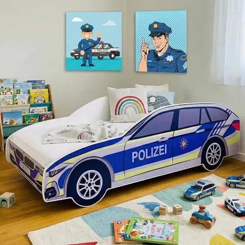 Kids Collective Autobett Polizei 80x160 cm