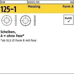 Unterlegscheibe DIN 125-1 A 5,3x10x1 Messing 1000 Stück