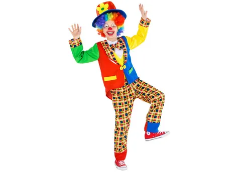 tectake® Kinder - Teenkostüm Clown Sockenschuss - Kostüme für Kinder und Teens, farbenfroh und ideal für Karneval und Mottopartys – sorgt für strahlende Gesichter und jede Menge Lacher!