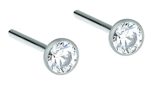 Ernstes Design Ohrstecker E458.WH aus Edelstahl mit Zirkonia - Ohrschmuck für Damen, elegant und zeitlos, besetzt mit funkelnden Zirkonia-Steinen für einen besonderen Glanz.