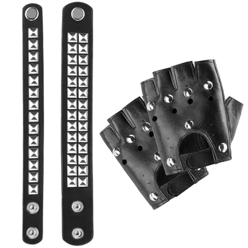 dressforfun Kostüm Accessoires, Gürtel Damen, Herren, Handschuhe, Kostüm Zubehör, Fasching Kostüm, Accessoires Karnevalskostüme, 80er Jahre, Nieten, gothic, emo grunge, Rockstar Nietengürtel