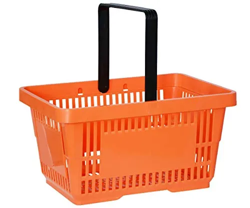 Elipo® Einkaufskorb Tragekorb Handelskorb Verkaufskorb Handkorb 22L Kunststoff Korb mit Griff 30kg (Orange)