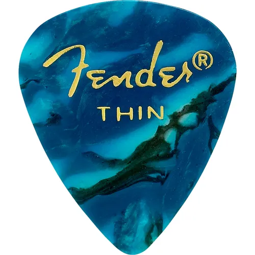 Fender 351 Shape Premium Plektren (12 Stück) - Dünne Türkis Plektren für E-Gitarre, Akustikgitarre, Mandoline und Bass, hochwertiges Celluloid für traditionellen Klang und Gefühl