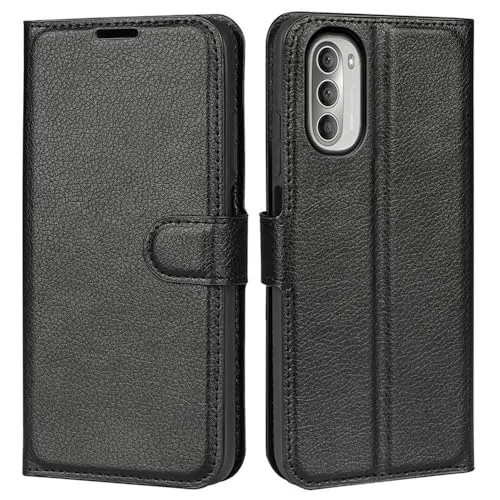 betterfon Handyhülle Kompatibel mit Motorola Moto G51 5G | Premium Qualität TPU Klapphülle für Moto G51 5G mit Kartenfächern | Magnetverschluss Handyhülle | Schwarz