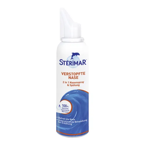 STÉRIMAR Meerwasser Nasenspray, 100 Prozent natürliches Meerwasser, 2 in 1 Spray und Spülung, geeignet für Erwachsene und Kinder, 50ml, 150 Sprühstöße