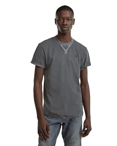 G-STAR Herren Nifous T-Shirt, Schwarz - T-Shirt für Herren mit geripptem Ausschnitt und Seitenschlitzen, bietet hohen Tragekomfort und stylischen G-STAR Print auf der Brust.