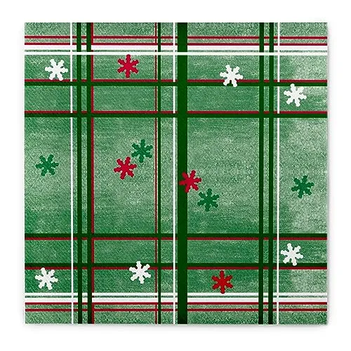 Sovie HORECA Weihnachtsserviette Tim in Grün-Rot aus Linclass® Airlaid, Serviette stoffähnlich mit Wintermotiv, ideal für Winterfeiern & Weihnachten, 40x40cm, 50 Stück