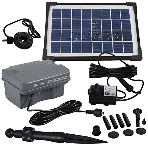 Agora-Tec® 3.5W-BL Beleuchtete Solar Teichpumpe - Wasserpumpen mit 3,5 Watt Solarmodul, 210l/h Fördermenge und integrierten LED-Ring für stimmungsvolle Teichbeleuchtung.