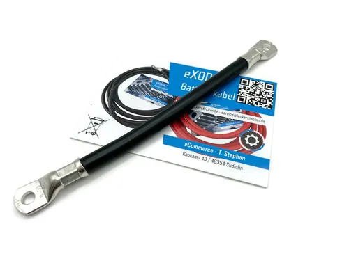 eXODA 50 mm2 M8 M8 Batteriekabel, Schwarz, (20 cm), 99% Kupfer