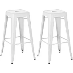 CLP Barhocker Joshua 2er Set - Stapelbare Metallhocker mit Fußstützen - Barhocker für Küche, Esszimmer oder Balkon, stapelbar und platzsparend. Mit stabiler Metallkonstruktion bis 135 kg belastbar und bodenschonend.