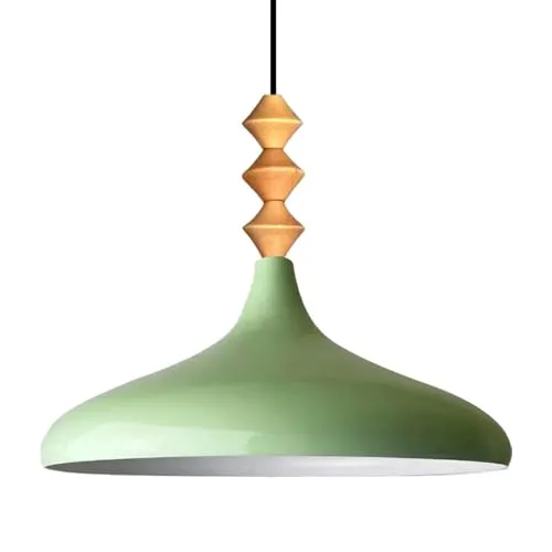 bamyum Champion Pendelleuchte aus Holz, 35 cm Hängelampe - Moderne Pendellampe in Minzgrün, ideal für Esstische und Küchen. Langlebig, einfach zu installieren und mit verschiedenen Leuchtmitteln kombinierbar.