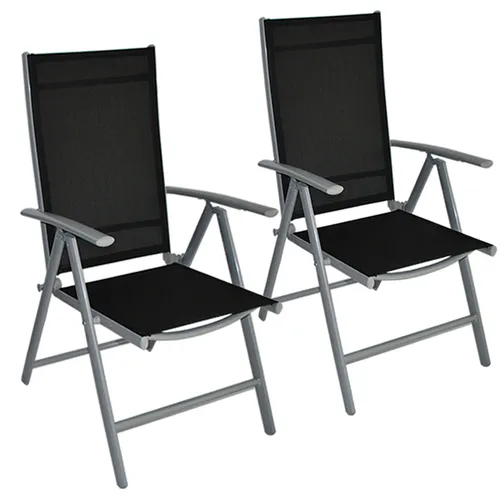 Gartenstuhl Aluminium Hochlehner Alu klappbar verstellbar silber anthrazit 2 Stück silber