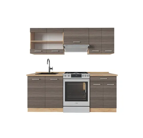 Produktbild Vicco Küchenzeile R-Line 200 cm, Edelgrau/Goldkraft Eiche