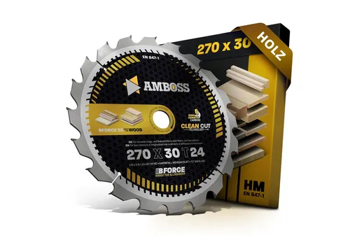 HM Kreissägeblatt 270x30 Z24 Wechselzahn für Holz - Präzise Schnitte mit Amboss - Kreissägeblätter für Holz - Optimales Sägeblatt mit Clean Cut Technologie für schnelle, saubere Schnitte in Weich- und Hartholz. Kompatibel mit vielen Maschinen, ideal für professionelle Holzbearbeitung.