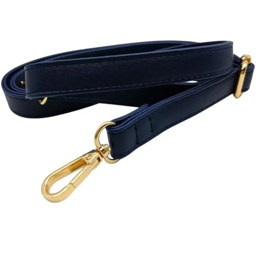 Keriocusi PU Lederriemen für Klein Tasche Blau, Verstellbarer Damen Taschengurte mit Karabiner Gold, 80-125 cm Tragegurt Tasche für Damen, Crossbody Gurt, 1.9cm, 1703